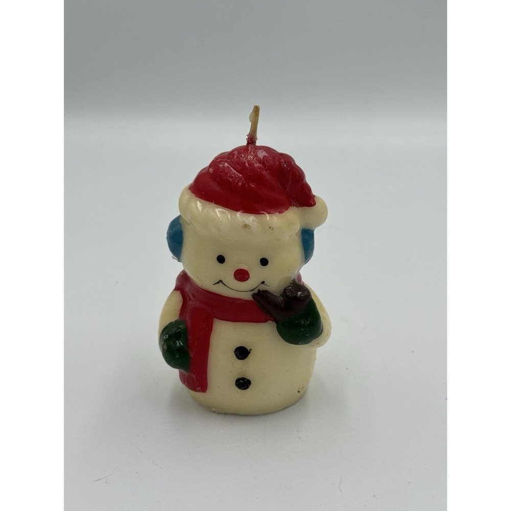 Vintage Figural Wax Snowman Christmas Candle
